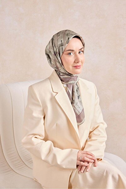Silk Home وشاح تويل سيفت لاينز من الحرير بلون البرقوق الفاتح 90x90