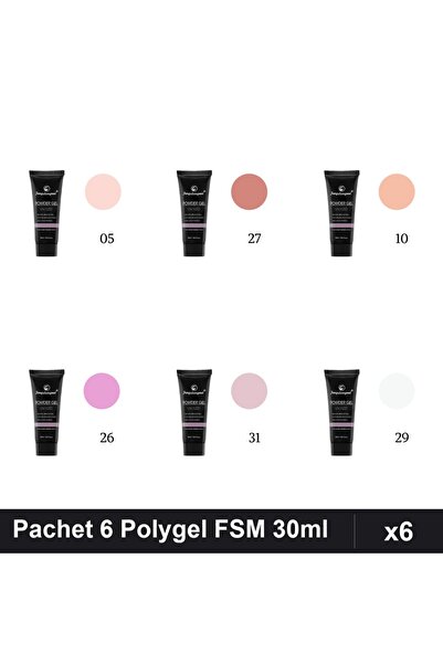 FSM Set 6 Polygel 30ml - Nr.05, Nr.27, Nr.10, Nr.26, Nr.31, Nr.29