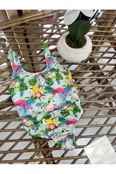 Orca Kids Fashion Flamingo Desenli Kız Çocuk Mayo