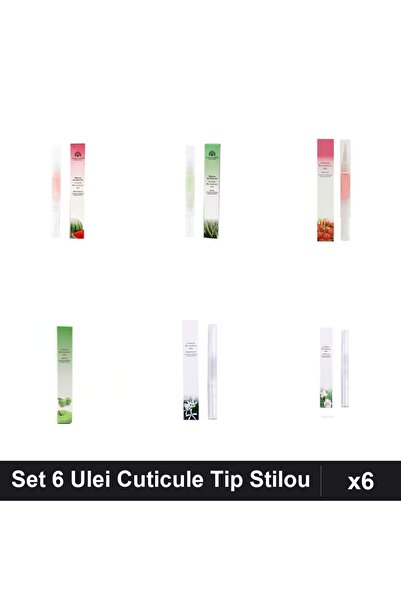 NAİLS Set 6 Ulei Cuticule Tip Stilou - Pepene Verde, Aloe Vera, Cherry, Mar V...
