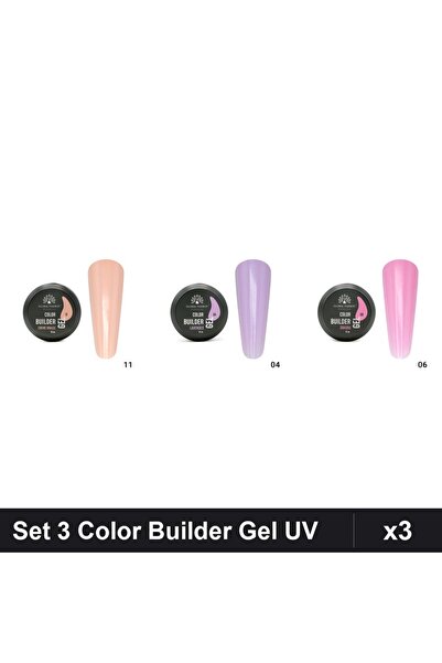 global fashion Set 3 Color Builder Gel UV 15g - Nr.11 Nr.04 Nr.06