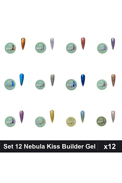 global fashion Set 12 Nebula Kiss Builder Gel 15g - Nr.01 Nr.02 Nr.04 Nr.06 N...