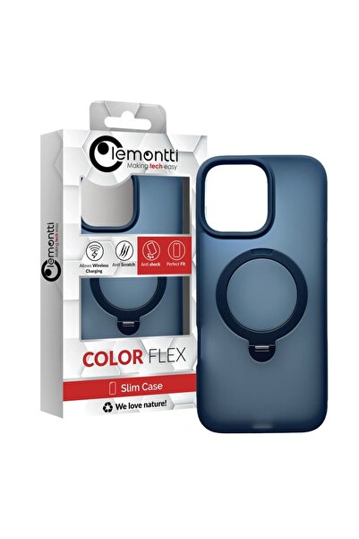 lemontti Husa Hybrid MagSafe iPhone 16 Pro Max Albastru, cu suport rotativ