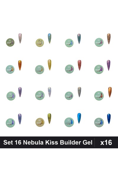 global fashion Set 16 Nebula Kiss Builder Gel 15g - Nr.01-10 Constructie Unghii