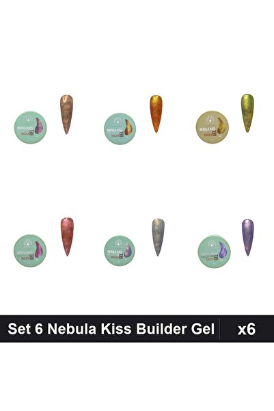 global fashion Set 6 Nebula Kiss Builder Gel 15g - Nr.04 Nr.05 Nr.07 Nr.09 Nr...