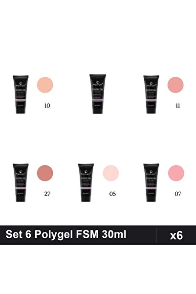 FSM Set 6 Polygel 30ml - Nr.01 Nr.05 Nr.07 Nr.10 Nr.11 Nr.27 - Constructie Un...