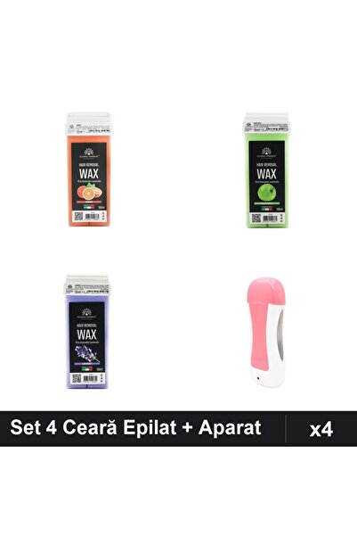 global fashion Set 4 Ceară Epilat Unică Folosință 100ml - Portocală, Măr Verd...
