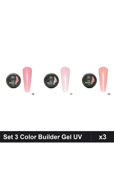 global fashion Set 3 Color Builder Gel UV 15g - Nr.08 Nr.13 Nr.09