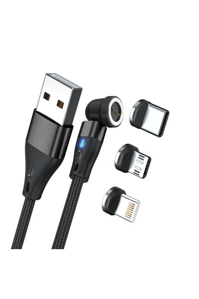 realpower Cablu magnetic 3 amperi, 1m, negru cu adaptoare