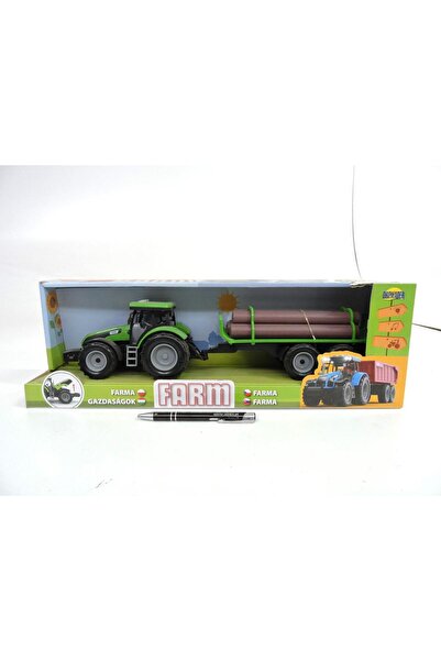 Dromader Tractor de jucărie cu lemn, 47x16x11 cm, cu roți, carton.
