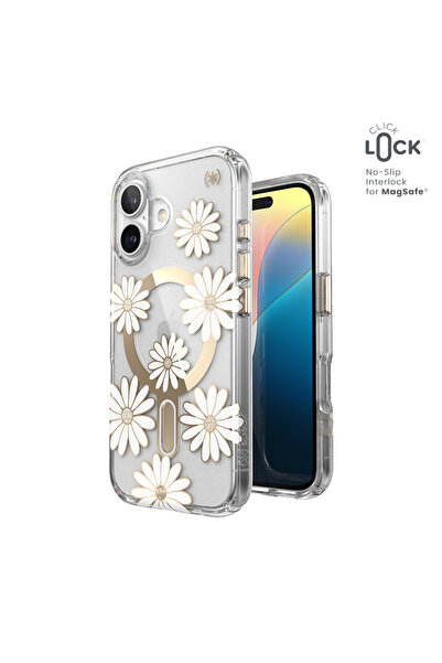 Speck Presidio Lux ClickLock & MagSafe - Husă iPhone 16 (Sunshine Daisies / T...