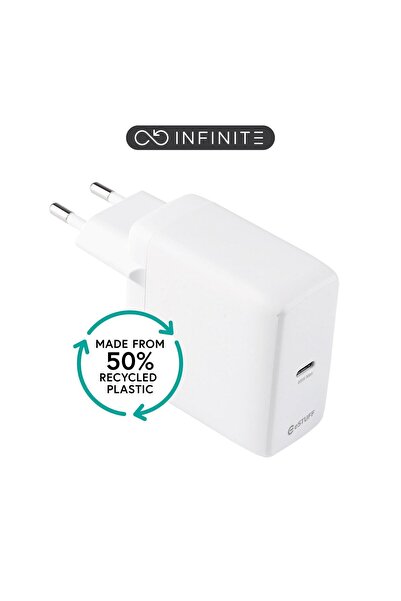 eSTUFF INFINITE (GRS) Încărcător USB-C EU PD 65W GaN. 1x USB-C. Alb. 50% plas...