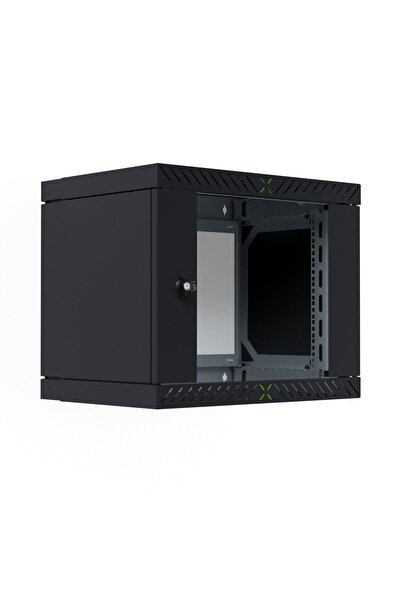 EFB Rack de perete X-Rack de 19 inch cu ușă de sticlă, 400-600mm, 9HE, negru
