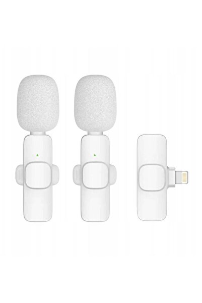 OEM Microfon cravata wireless Lightning dublu (2 inclus) K1 alb