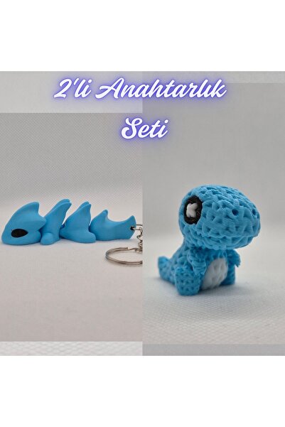 3DAtölyeMaker Light Blue Flexible Dragon and Light Blue Knitted Pattern Movin...