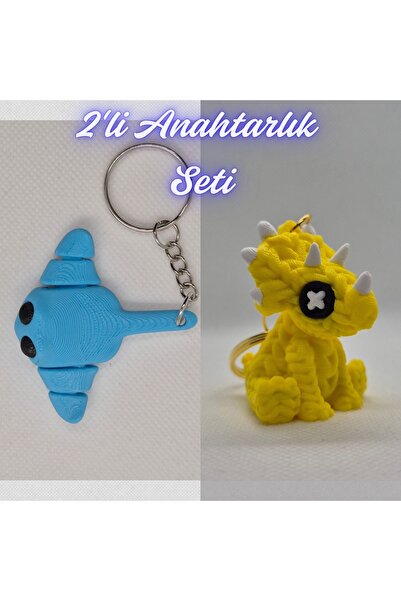 3DAtölyeMaker Light Blue Flexible Stingray and Yellow Knitted Pattern Tricera...