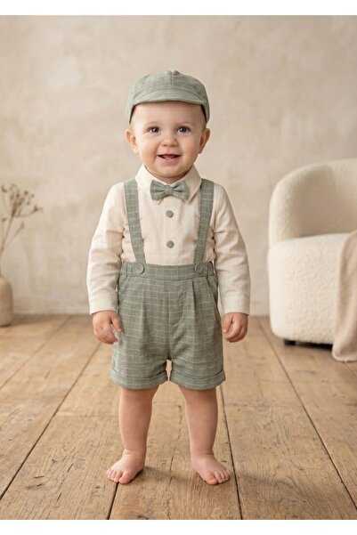 Moonstar Baby Boy Salopet Suit Shirt, Hat and Bow Tie Accessories 4 Pieces 3-...