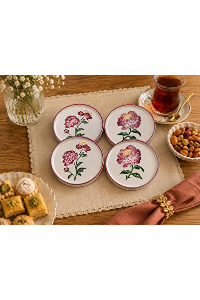 Yasvera Ceramics 9 Parça Gül Desen İkram seti
