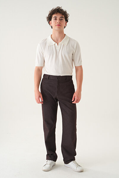 Gambocci Elastic Waist Self-Patterned Fabric |   Baggy Men's Trousers