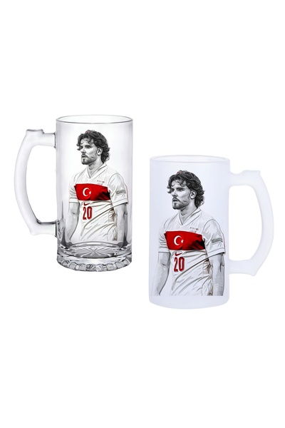 Ghostbastır Ferdi Kadığlu Beer Glass with Handle, Available in Frosted or Tra...