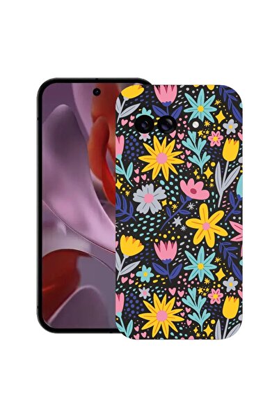 bestcase Калъф за Google Pixel 9a, Малки цветя, Тънък силиконов 0.8ММ, Против...