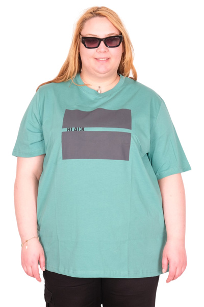 ModeXL تي شيرت نسائي مقاس كبير من Mode XL ذو ياقة دائرية باللون الأسود U26124...