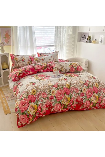 Choice1 طقم غطاء لحاف بنقشة زهور مقاس 150x200 سم مع سحاب إغلاق - طقم مفروشات ...