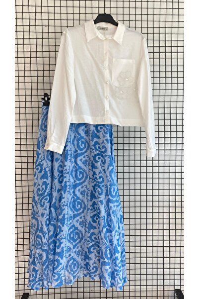 Armine Trend Rayon Kumaş Eteği Astarlı Yazlık İkili Takım Tam Kalıp
