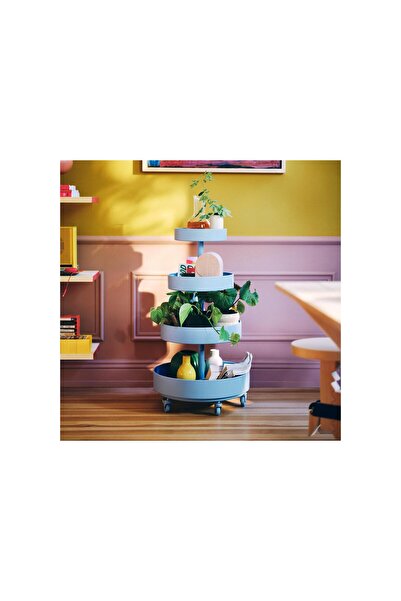 IKEA tekerlekli servis sehpası, mavi, 89x48 cm