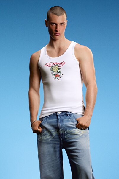 Bershka ED HARDY X baskılı askılı tişört