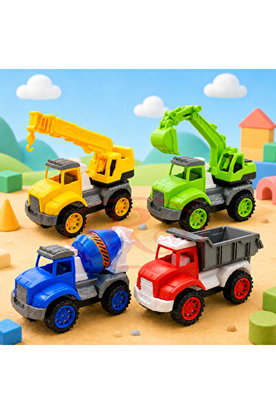 RCO Set 4 Masinute de Constructie pentru Copii, Basculanta, Excavator, Macara...