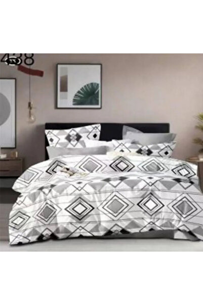East Comfort Set de lenjerie de pat Finet 6 piese, alb cu romburi gri și negr...