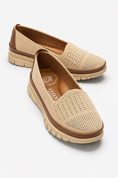 CCWAY AYAKKABI Simple Studded Poly Women's Casual Shoes Beige Denim