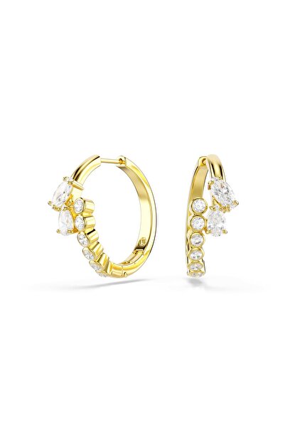 Swarovski Mesmera halka küpeler, Karışık kesimler, Beyaz, 18k altın rengi yüzey