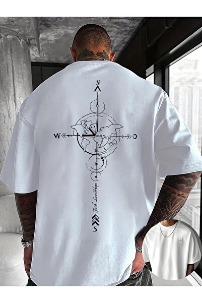 PAVRO Unisex Άνετο T-shirt με μικτό σχέδιο και στάμπα