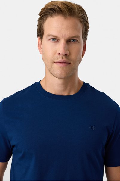 Back And Bond Regular Fit Bisiklet Yaka Lacivert Basic Tişört