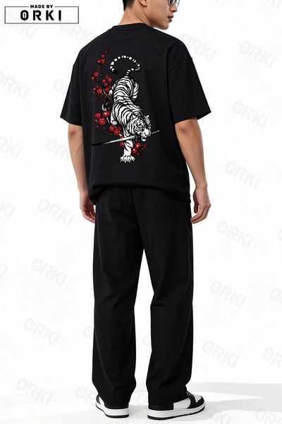 EFFRENATU Unisex Tiger's Sword Printed Sweatshirt Top and Bottom Tracksuit Se...