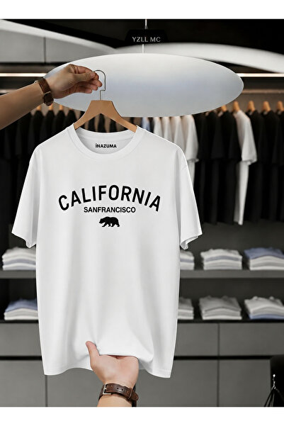 İnazuma Outdoors Unisex Oversize Printed Cotton Crew Neck Short Sleeve White ...