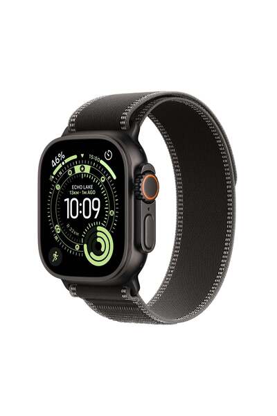 Apple ساعة ألترا 3 جي بي إس + سيلولار 49 مم، هيكل تيتانيوم أسود مع حلقة تريل ...