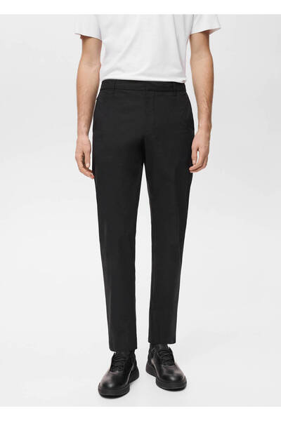 MANGO Man Pantaloni slim din țesătură elastică confortabilă cu șnur