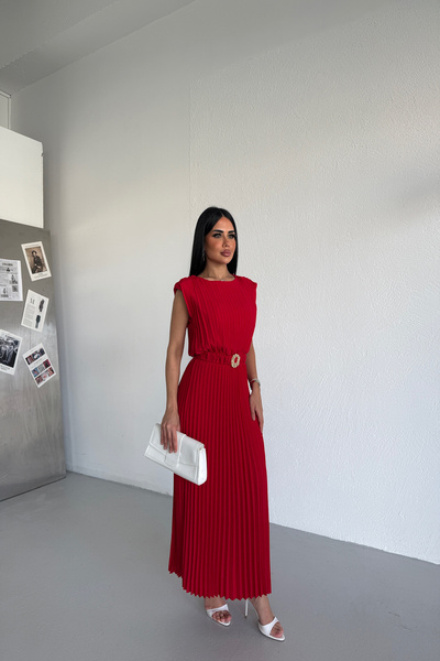 LİLA İSTANBUL Rochie de ocazie plisată cu detaliu în talie pentru femei
