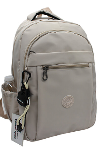 Bevitton Beige Unisex School Backpack Waterproof Fabric Large Size Middle Sch...