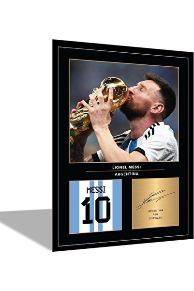 Generic Lionel Messi World Cup Signed Wall Art Print Poster Black Framed Pain...