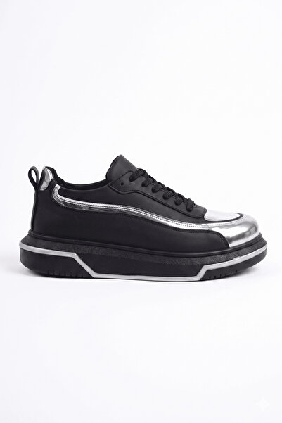 Zerenyus Zrc241X High Quality Orthopedic Sole Lace-Up Men's Sneaker Black Silver