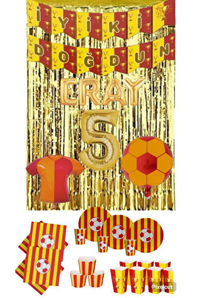Mehca 16-Person Yellow and Red Name Letter Foil and Number Foil Concept Set
