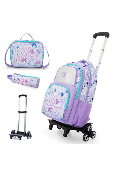 Eazy Kids 18” School Bag Set of 3 w/ Universal School Bag Trolley – Backpack,...
