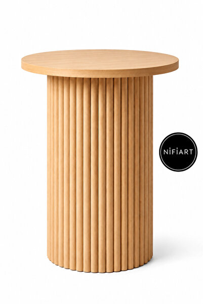 nifiart Doğal Ahşap Flotalı Silindir Masa Ayağı / Sehpa Ayağı-MASA