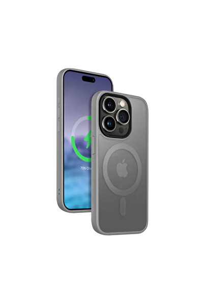 Crong Husă Hybrid Frost MAG - Husă iPhone 15 Pro MagSafe (gri)