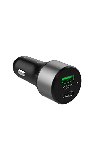 Crong Încărcător auto puternic 63W, cu USB-C PD 45W + USB QC 3.0 18W (negru)