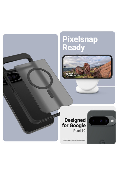 Crong Husă Hibridă Mată Magnetică MagSafe pentru Google Pixel 10 (negru)